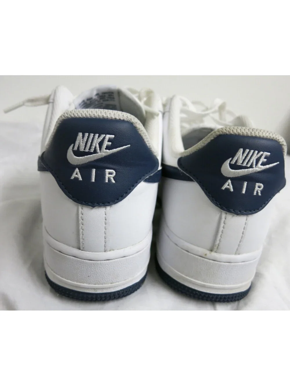 Nike Air Force 1 '07 White Midnight Navy Leather Sneakers FJ4146-104 sz 9